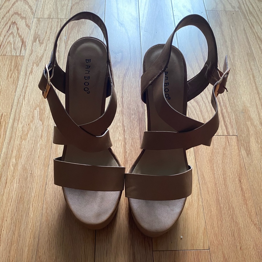 Nude platform heels